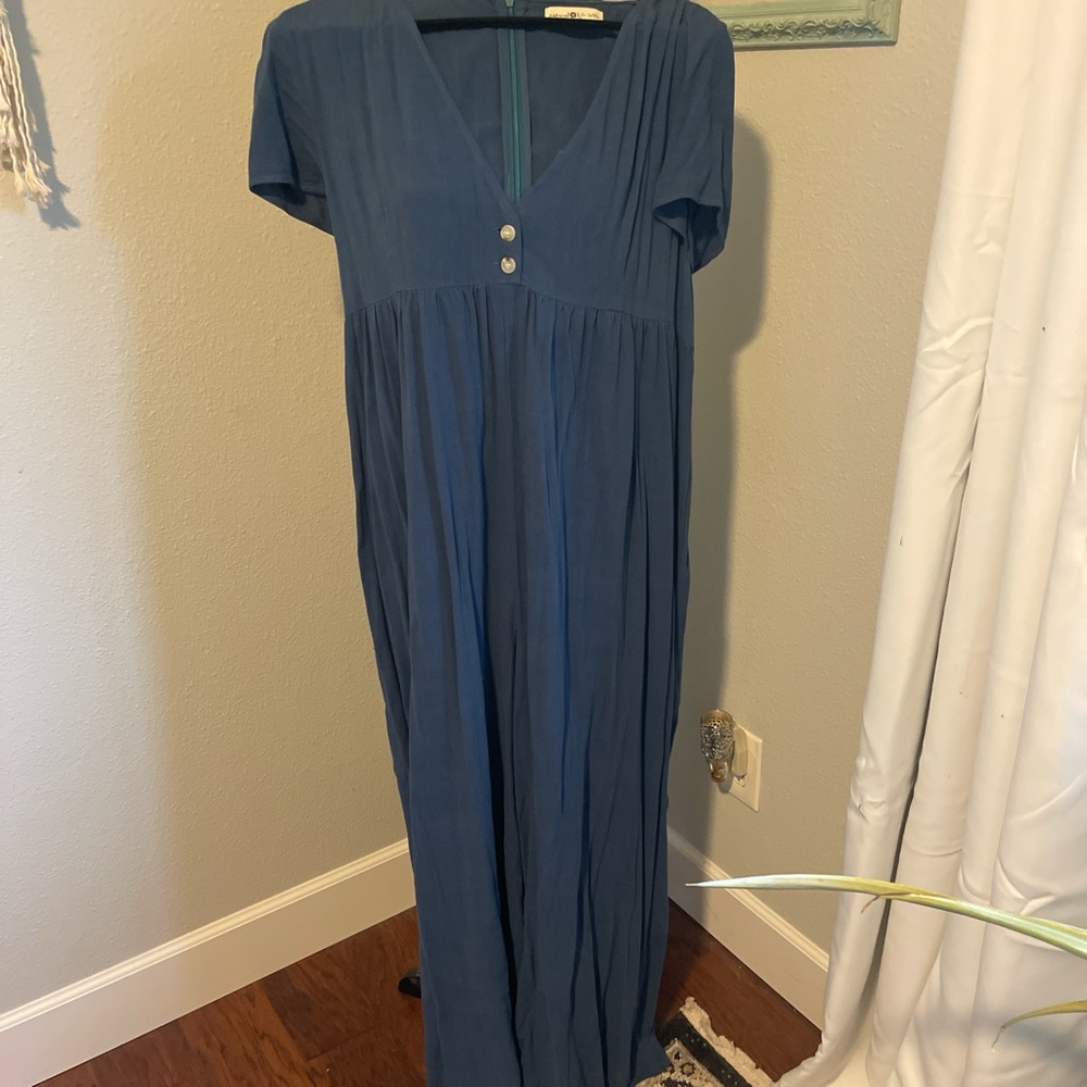 NATURAL LIFE Blue Maxi Jumpsuit with Buttons